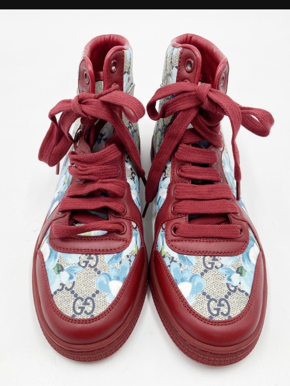 Gucci Red Floral GG High-Top Sneakers